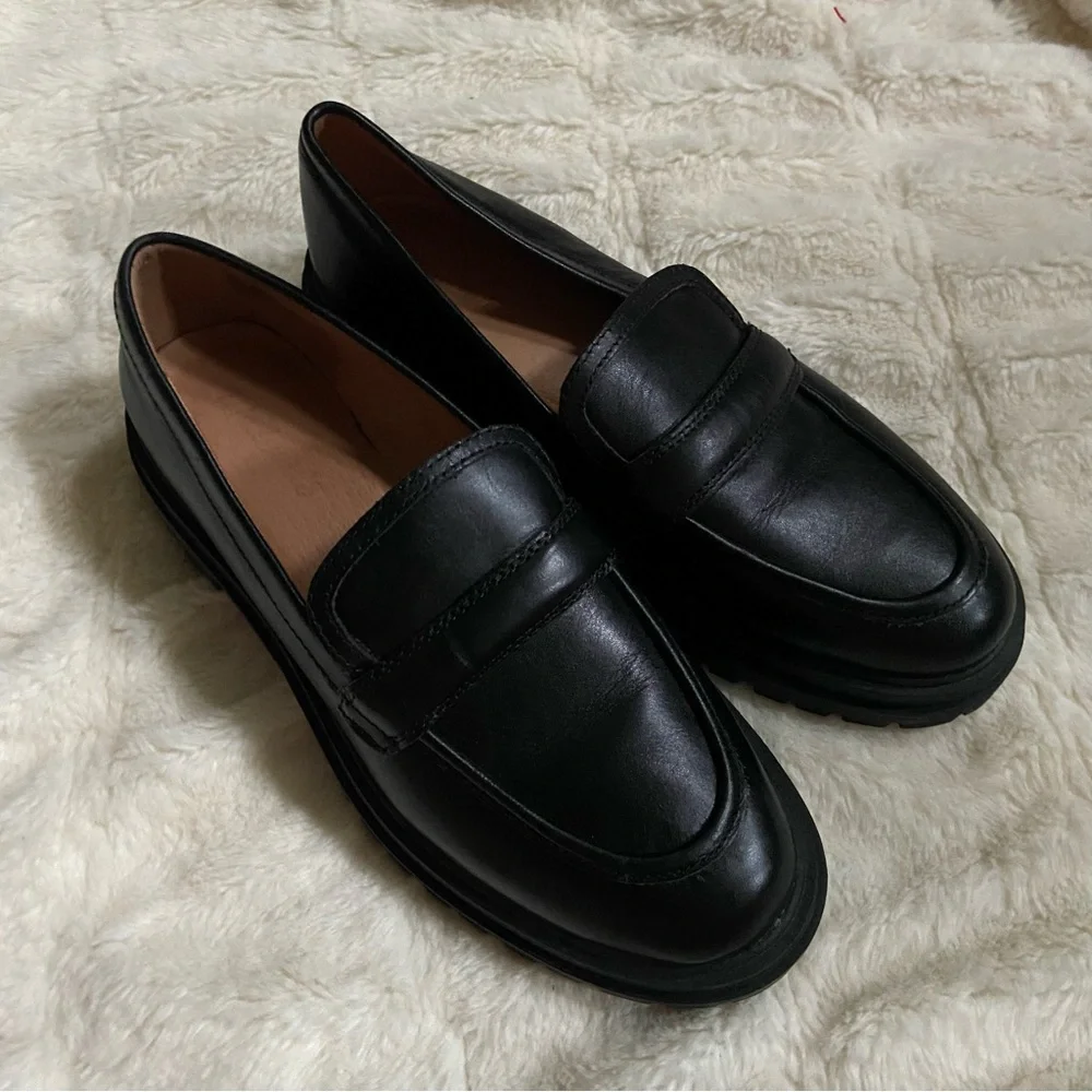 New! Madewell The Bradley Lugsole Loafer in Leather true black_6